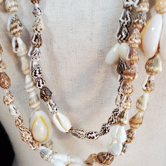 Set of 3 Seashell Necklaces beige, brown. - Picture 7 of 8